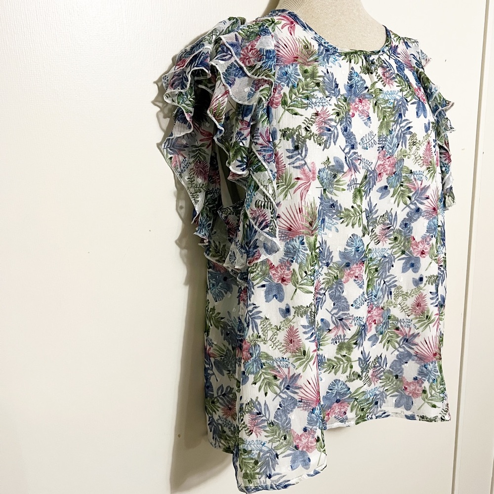 Walter Baker Tropical Swiss Dot Blouse M - Picture 3 of 10